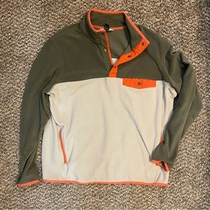 Men’s Two Toned Eddie Bauer 1/4 Button Up Fleece Pullover Sweatshirt Size L